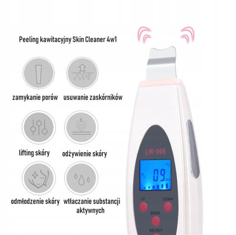 Peeling kawitacyjny Skin Cleaner 4w1 LCD 7W mocny